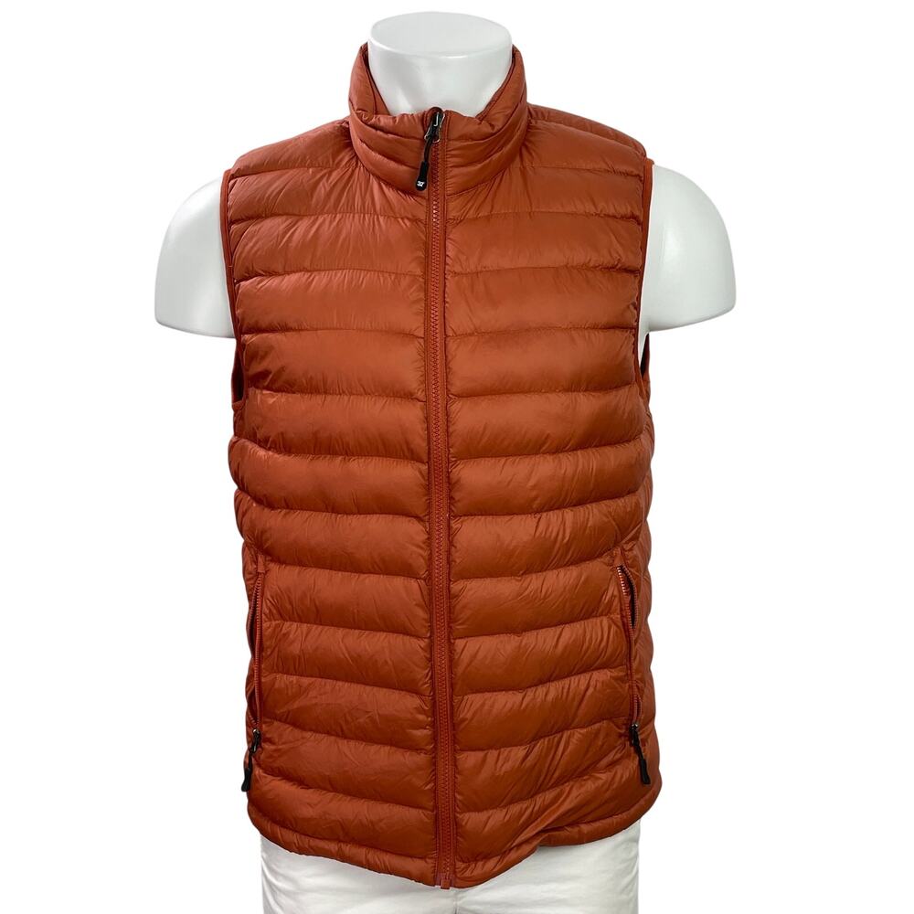 32 Degrees Heat Men's Orange Terracotta Zip Up Puffer Vest Coat Jacket Size M